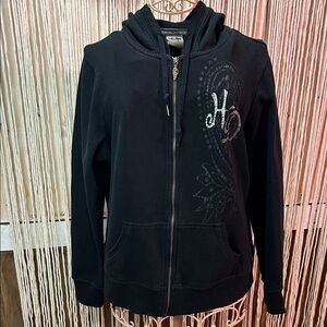 Harley-Davidson Black Hoodie Jacket with embellished Harley Shield